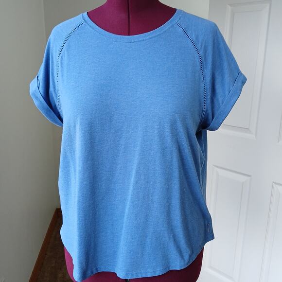 Eddie Bauer Myriad Roll-Sleeve T-shirt XL Lake blue raglan short sleeve tee - Picture 2 of 14